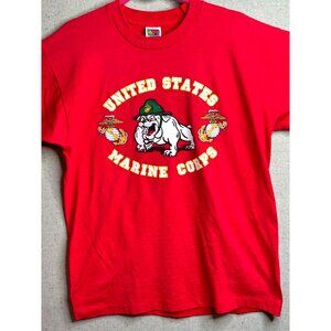 United States Marine Corps Bulldog Graphic Red T-Shirt Grunge Military Boot Camp